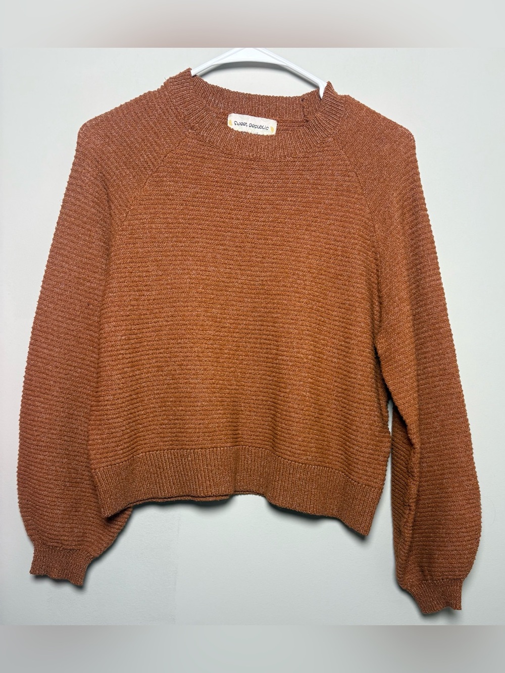 Sweet Republic Rust Scoopneck Ribbed Sweater